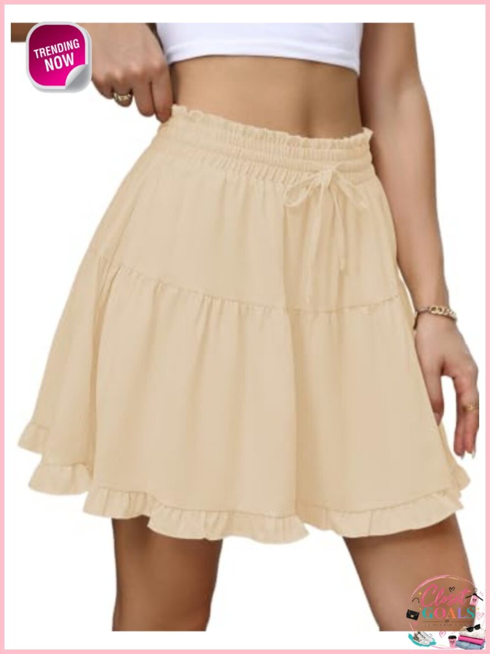 LOMON Flowy Skorts for Women Boho Ruffled High Waist Mini Casual Skirt